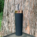 Double Walled Acrylic Tumblers - 16oz - Black with Rose Gold Lid